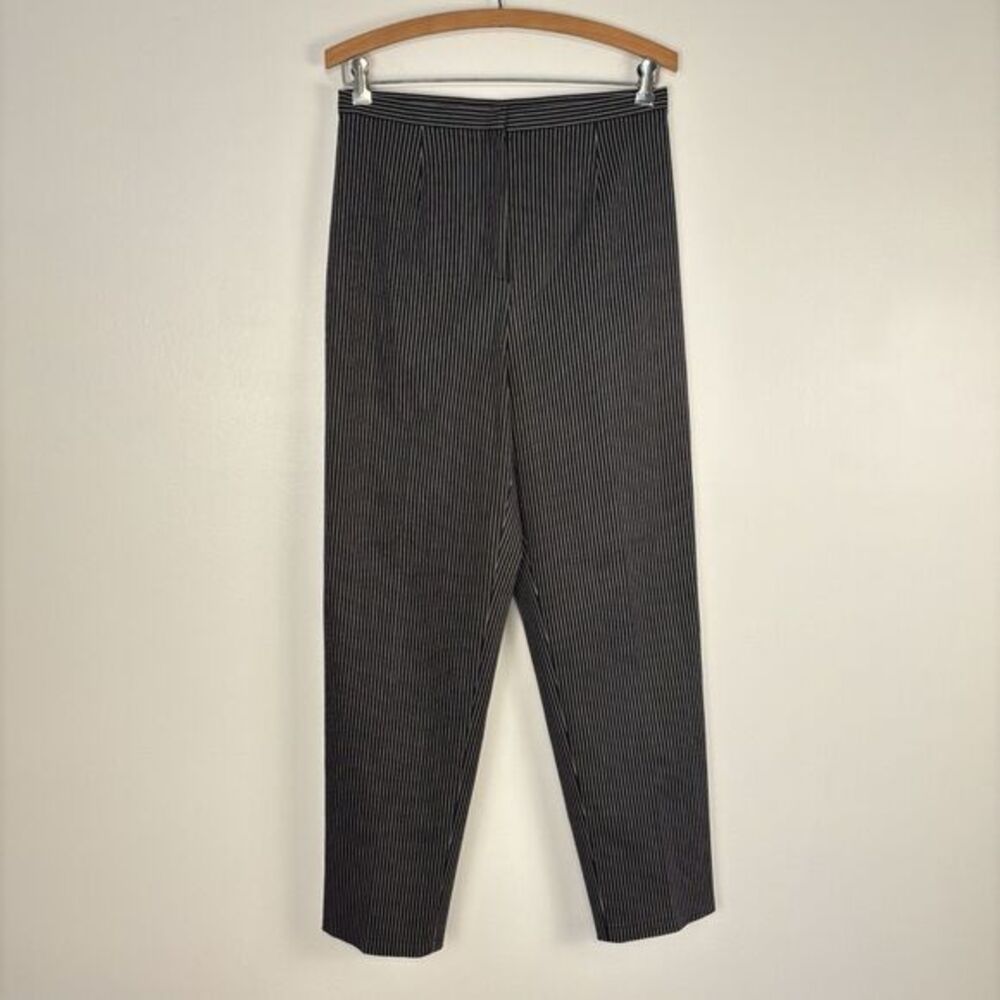 VTG Talbots Stretch Cotton Blend High-Rise Striped Trouser Pants Black White 8